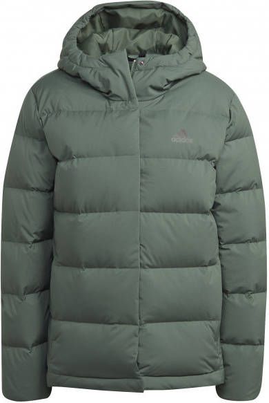 Adidas Women's Helionic Hooded Jacket Donsjack, olijfgroen