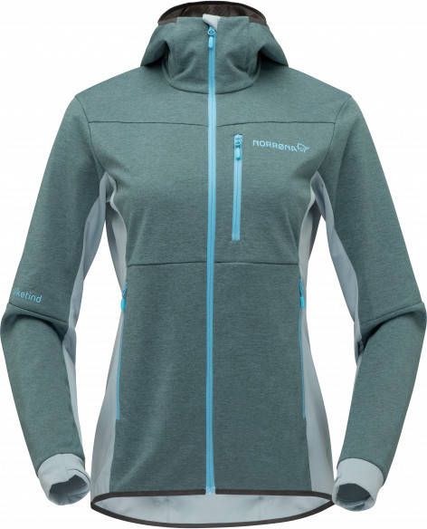 Norrøna Women's Falketind Warm2 Octa Hood Fleecevest, turkoois