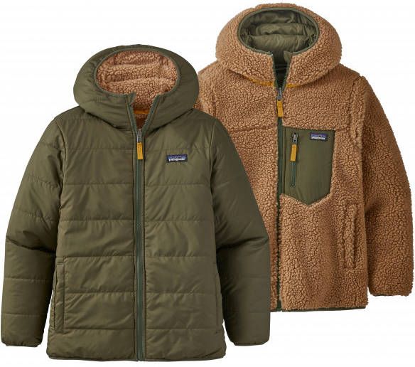 Patagonia Boy's Reversible Ready Freddy Hoody Winterjack, olijfgroen