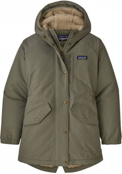 Patagonia Girl's Insulated Isthmus Parka Lange jas, olijfgroen