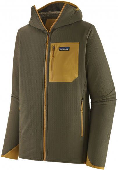 Patagonia R2 Techface Hoody Fleecevest, bruin/olijfgroen