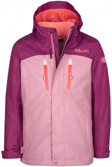 Trollkids Girl's Bryggen 3in1 Jacket 3 in 1 jas roze/purper