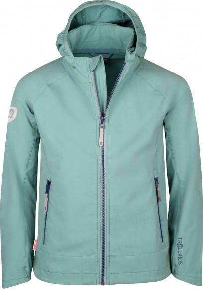 Trollkids Girl's Kvalvika Jacket Softshelljack turkoois