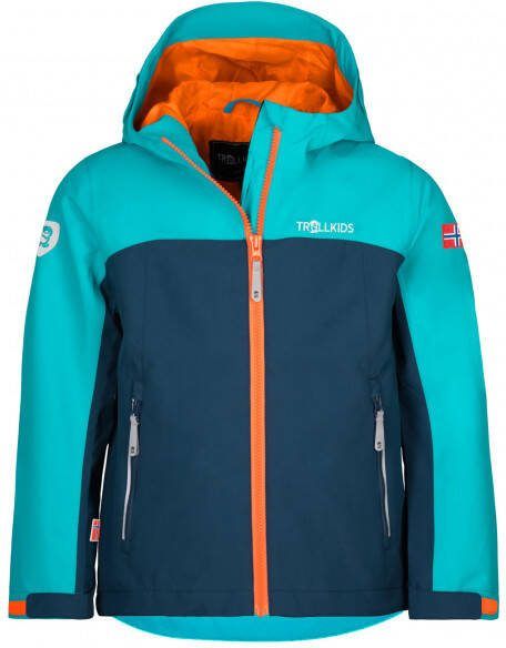 Trollkids Kid's Telemark Jacket Regenjas blauw/turkoois