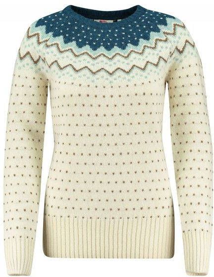 Fjä, llrä, ven Ö, vik Knit Noorse Trui Dames Lichtgrijs/Middenrood