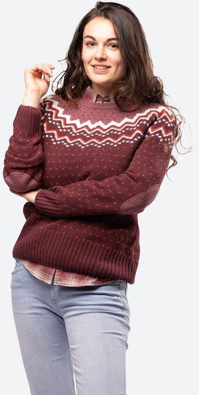 Fj&#xE4, llr&#xE4, ven &#xD6, vik Knit Noorse Trui Dames Bordeaux/Kastanjebruin/Rood