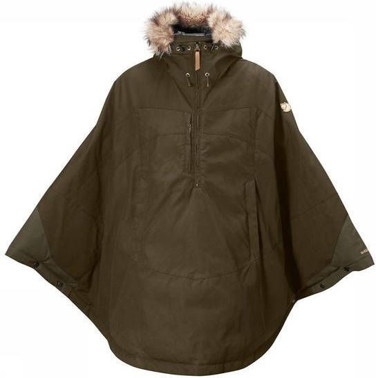 Fjällräven Luhkka Poncho Dames Donkerkaki/Middenkaki
