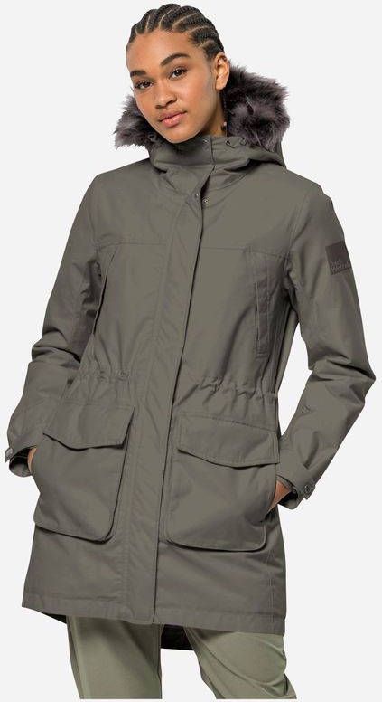 Jack Wolfskin Winterfrost Gevoerde Dames Parka Groen