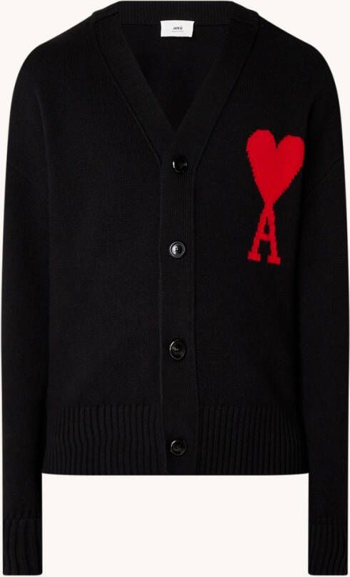 Ami Paris Friend of heart cardigan , Zwart, Heren