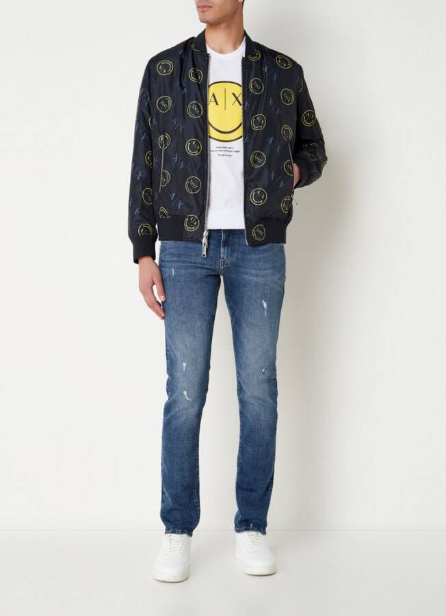 Armani Exchange Reversible gewatteerde bomberjack met logoprint en steekzakken