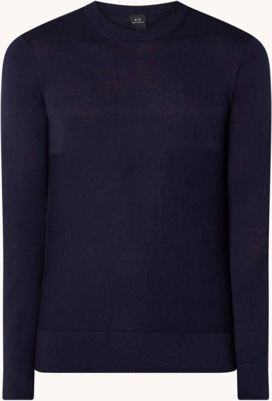 Armani Exchange Fijngebreide pulllover in zijdeblend met logo