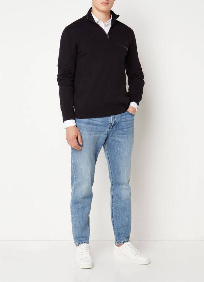 Armani Exchange Fijngebreide pullover met halve rits en logoprint