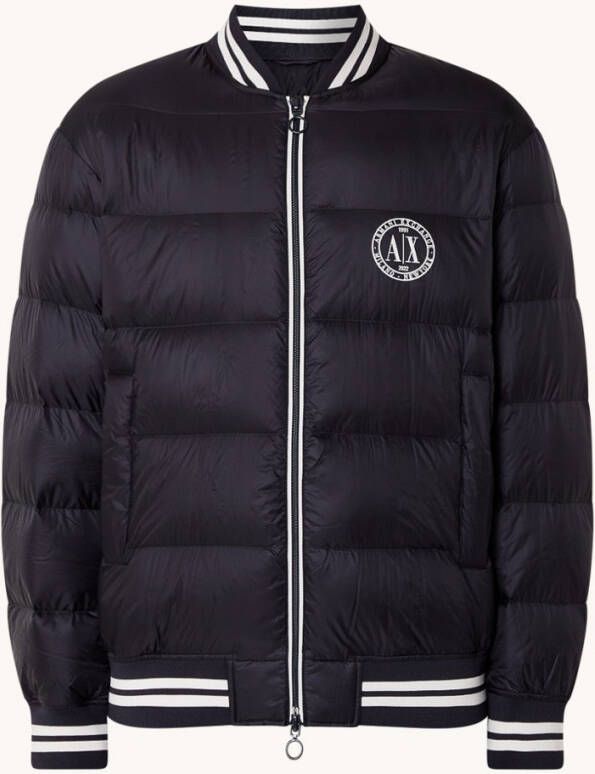 Armani Exchange Gewatteerde bomberjack met donsvulling en logoprint