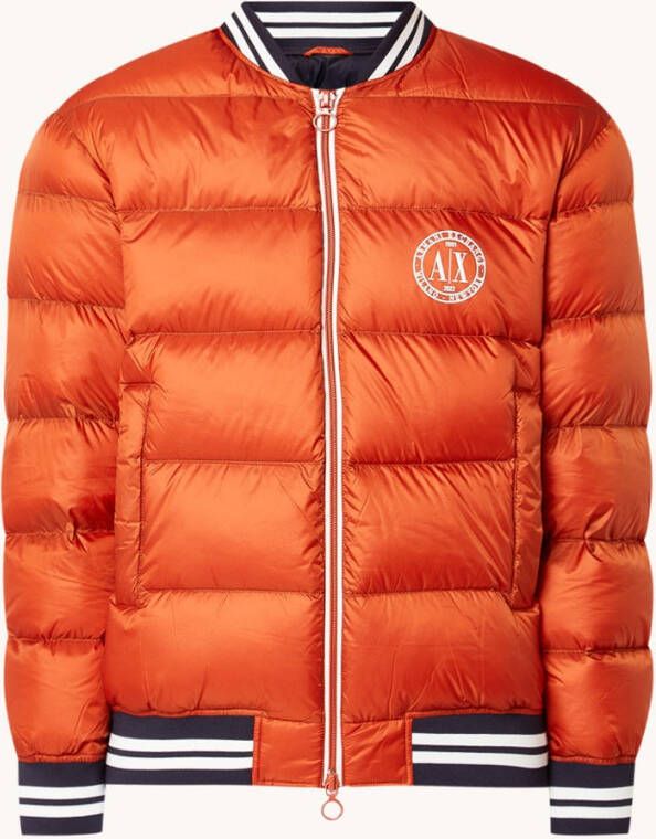 Armani Exchange Gewatteerde bomberjack met donsvulling en logoprint