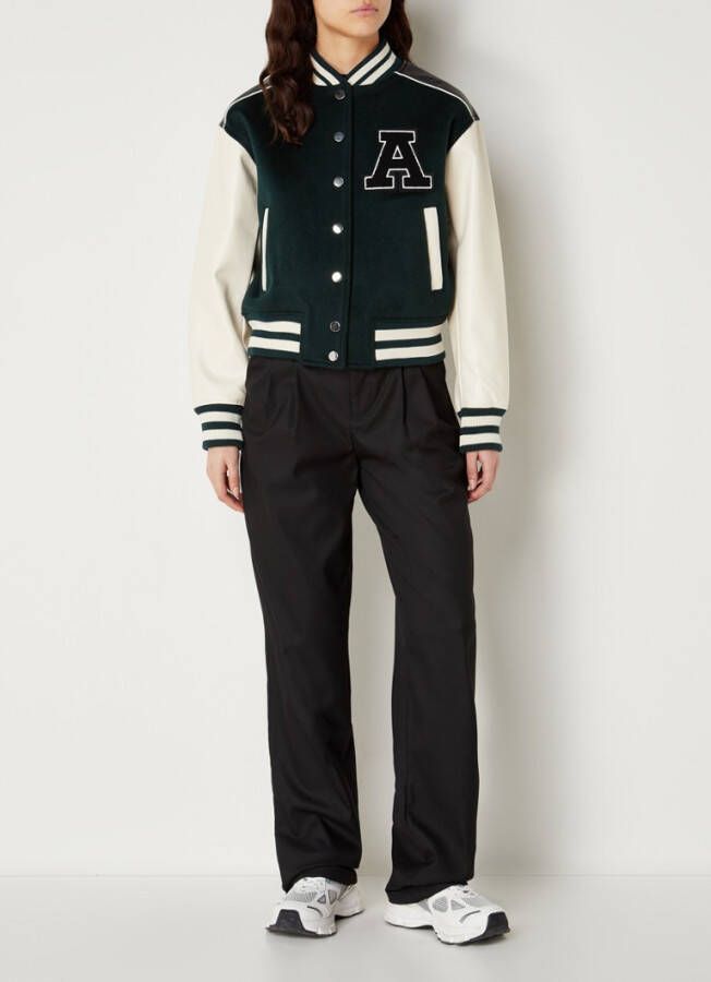 Axel Arigato Ivy baseball jack van wol met contrast van imitatieleer