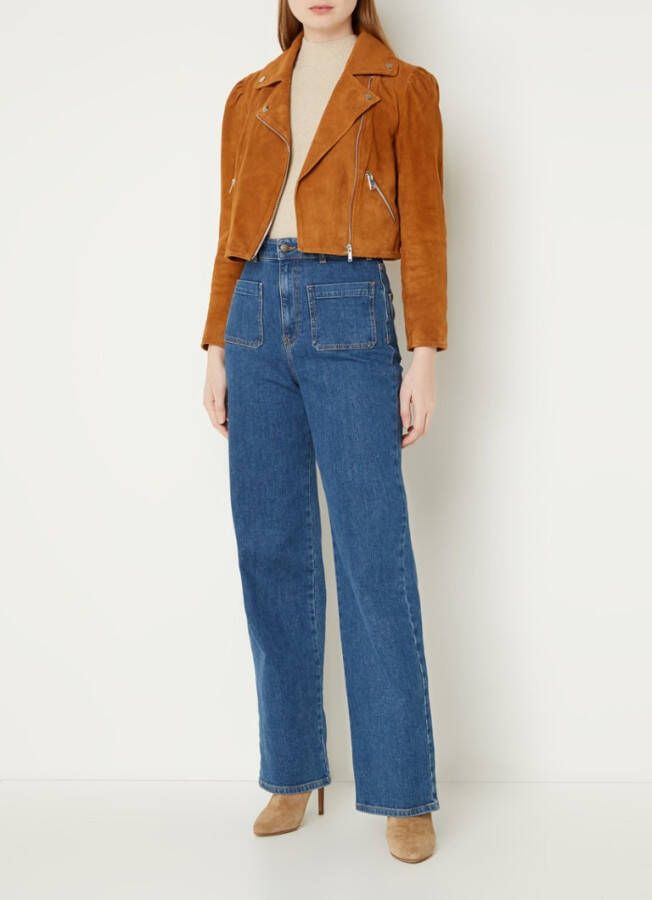 BA&SH Selio leren jas met plooidetail