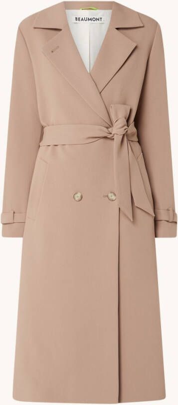 Beaumont Double breasted mantel met steekzakken en strikceintuur