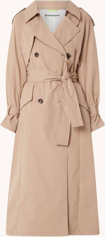 Beaumont Double breasted trenchcoat met klepzakken en strikceintuur