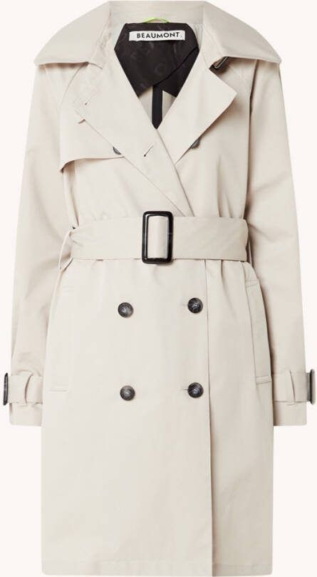 Beaumont Double breasted trenchcoat met steekzakken en strikceintuur