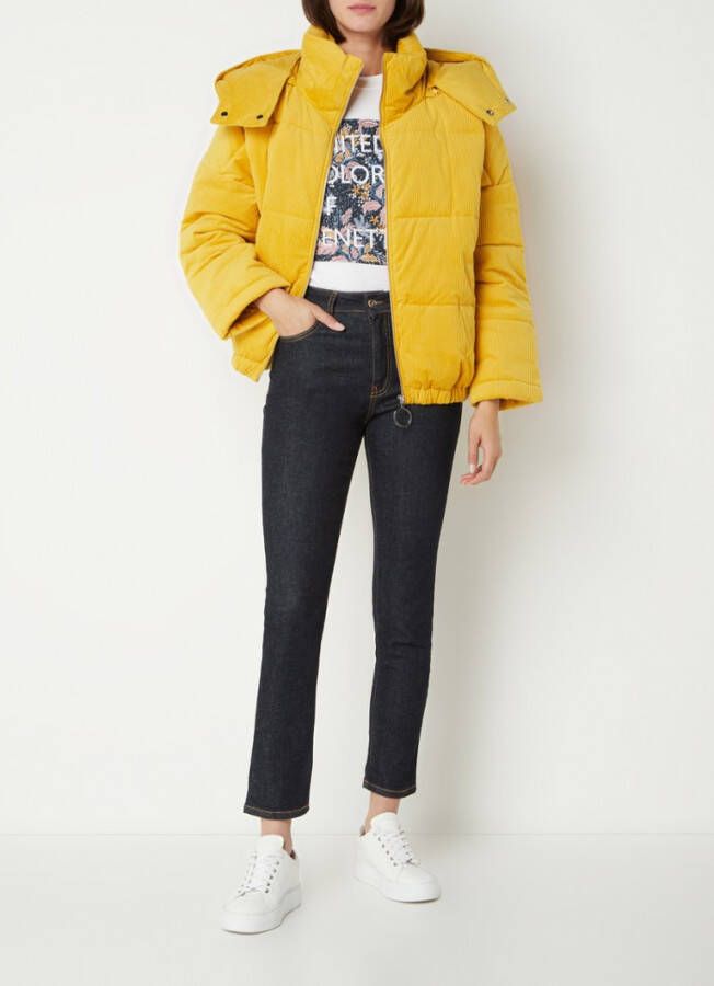 Benetton Gewatteerd puffer jack van corduroy met afneembare capuchon
