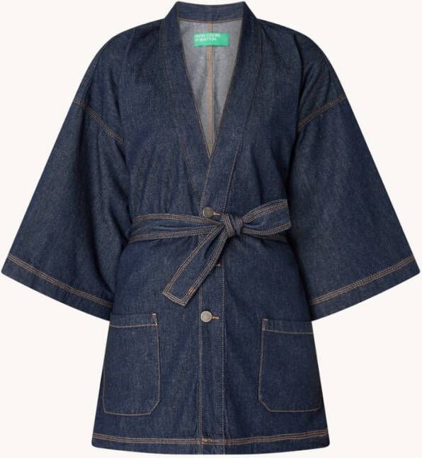 Benetton Kimono van denim met strikceintuur