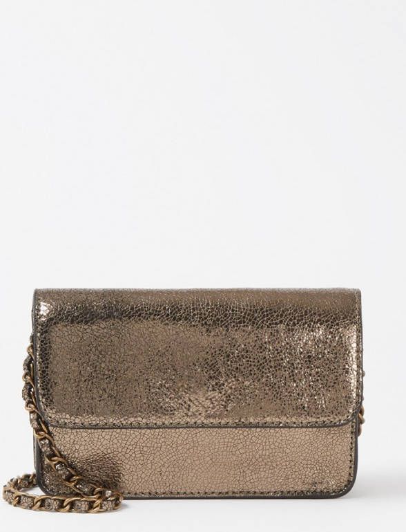 by-bar by bar Loua crossbodytas van leer met metallic finish