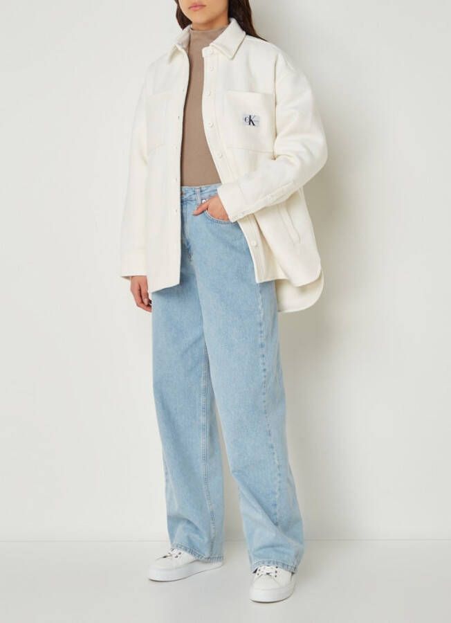 Calvin Klein Boucle jack in wolblend met steekzakken en logopatch