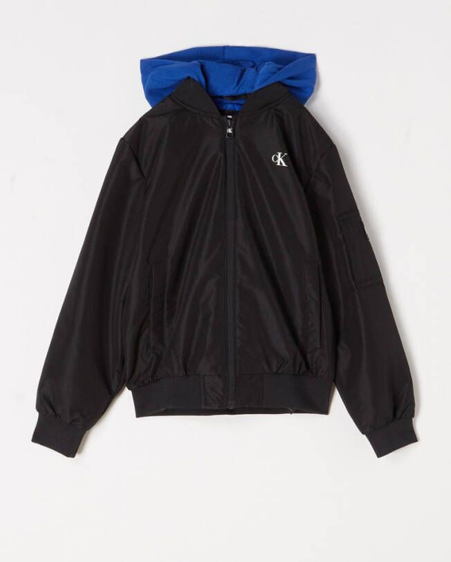 Calvin Klein Gewatteerd bomberjack met afneembare capuchon van sweatstof