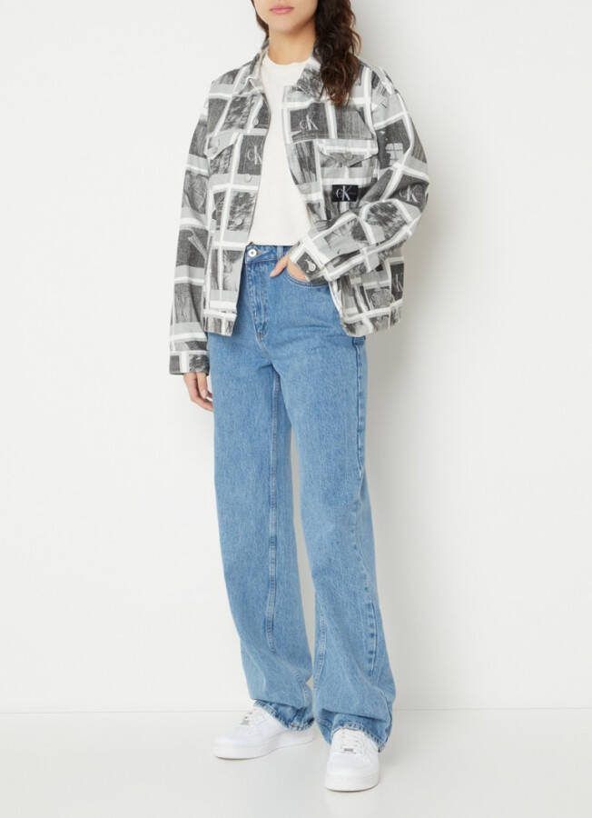 Calvin Klein Oversized spijkerjas met borstzakken en print
