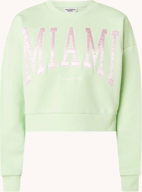 Colourful rebel Lime Trui Miami Patch Cropped Sweat