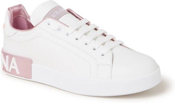 Dolce & Gabbana Portofino Metallic trim Sneakers , Wit, Dames