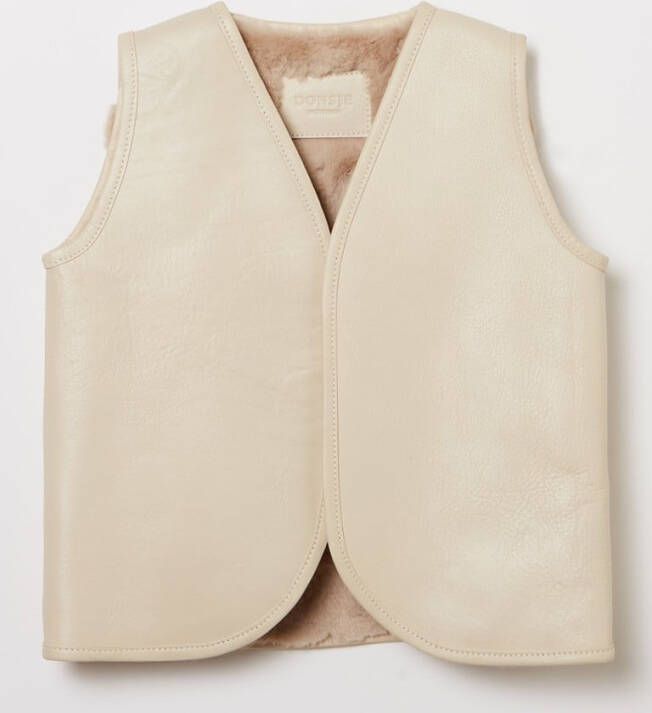 Donsje Amsterdam Noa gilet van koeienleer met voering van imitatiebont