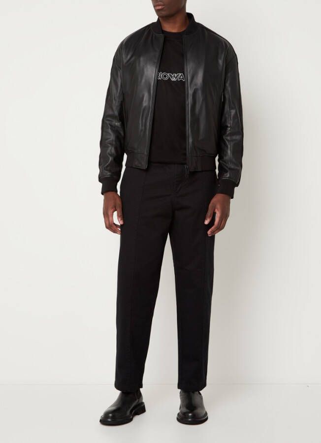 Emporio Armani Bomberjack van lamsleer met logoband