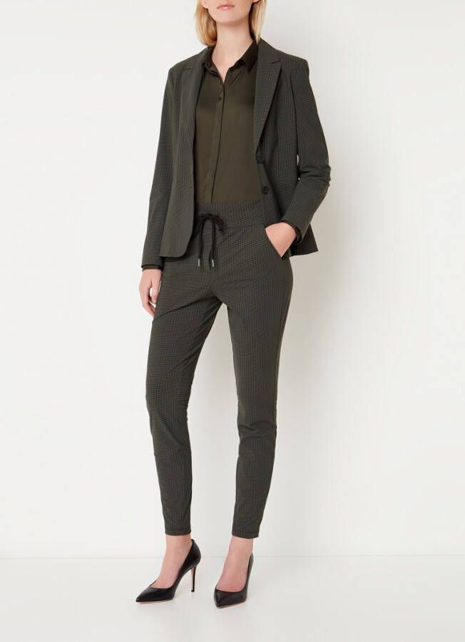 Expresso Blazer van travelstof met print en paspelzakken