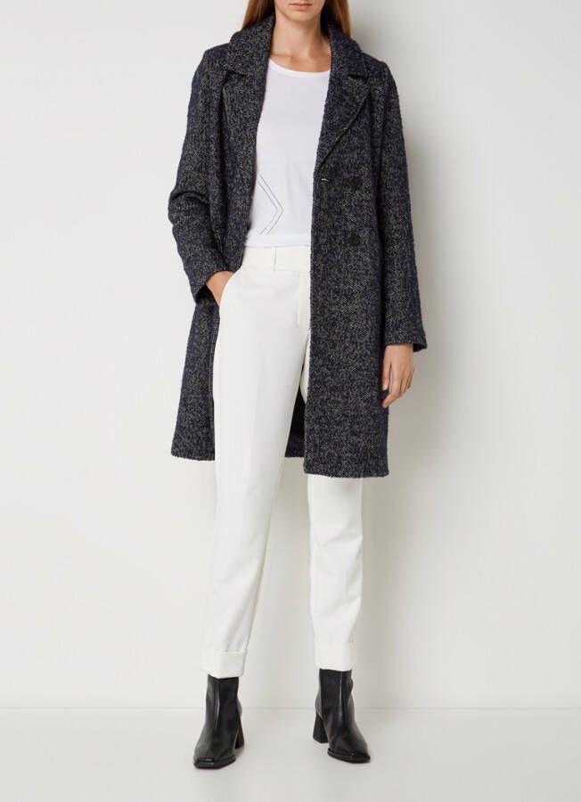 Expresso Double breasted mantel in wolblend met steekzakken