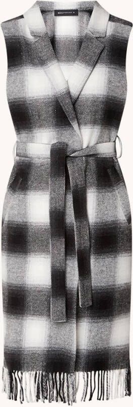 Expresso Mouwloze mantel met steekzakken en franjes