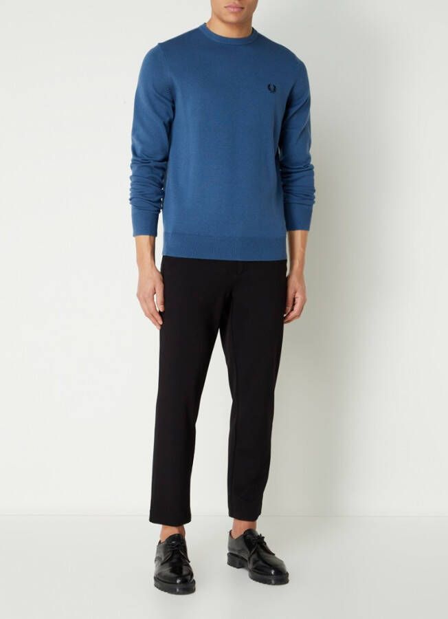 Fred Perry Fijngebreide pullover in wolblend met logoborduring