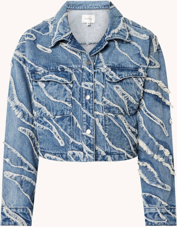 Gestuz LarisaGZ cropped spijkerjas met gerafelde details