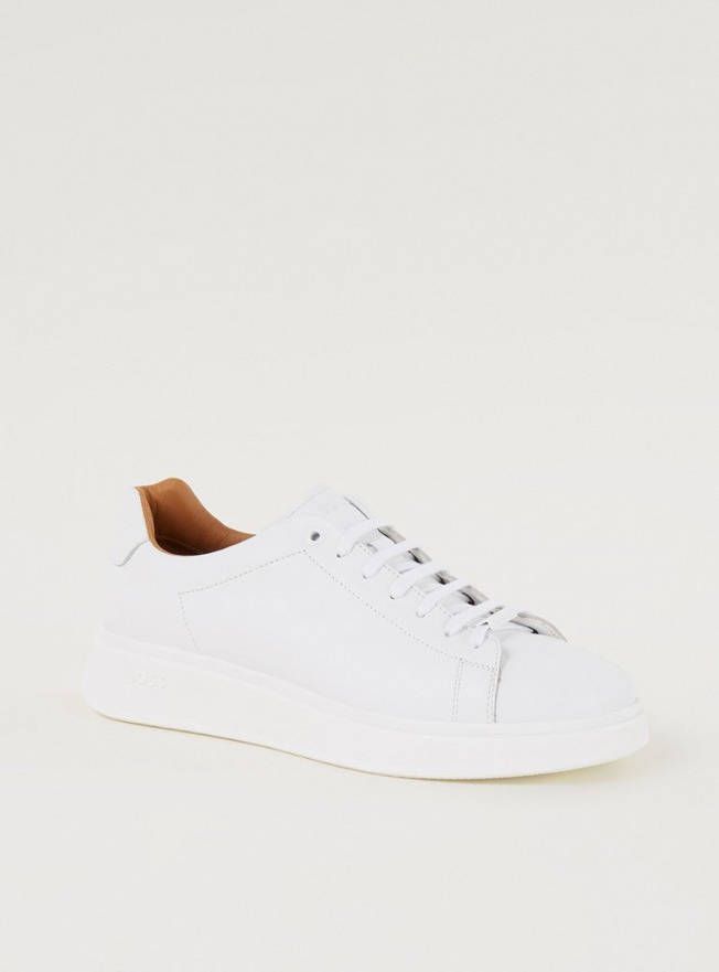 Hugo Boss Low top lederen sneakers met merk baas bulton_runn_lt op 10240265 01 wit , Wit, Heren