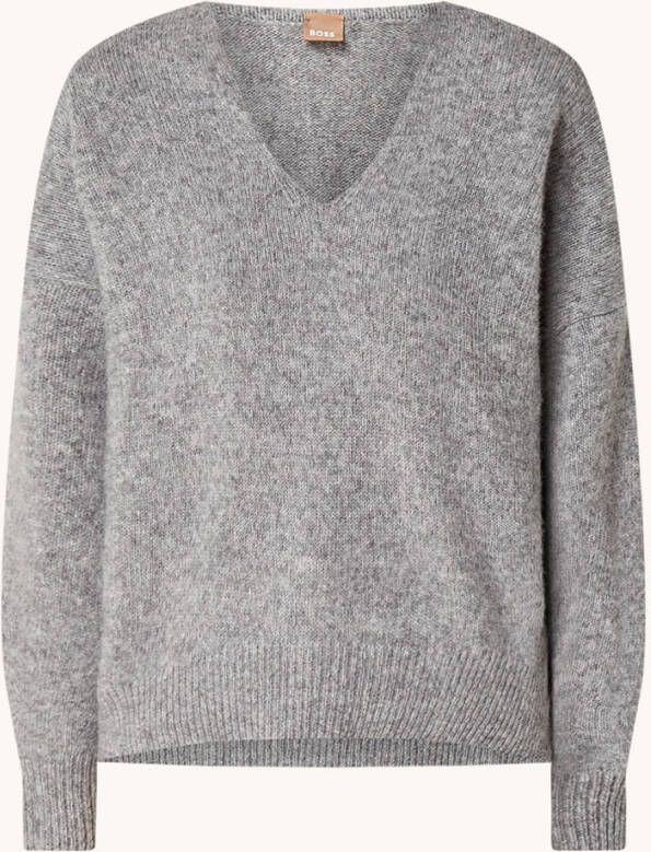 Hugo Boss Fondianan fijngebreide trui in alpaca wolblend met V hals