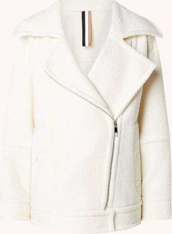 Hugo Boss Jafea lammy coat van teddy met steekzakken