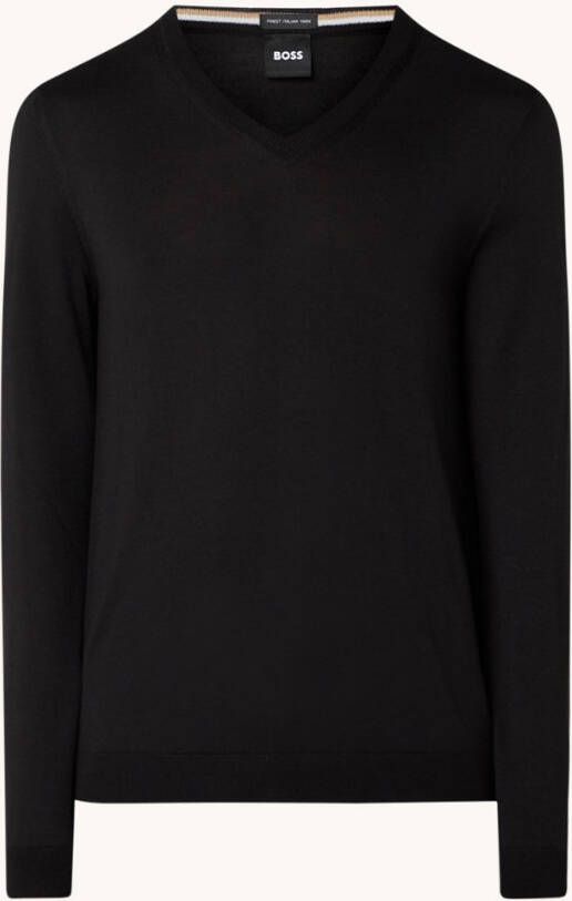 Hugo Boss Melba P fijngebreide pullover van scheerwol met V hals