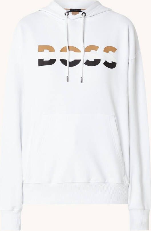 Hugo Boss Organic Cotton Sweatshirt met logo op de Uni Boss Econy2_IN 50491404 White , Wit, Unisex