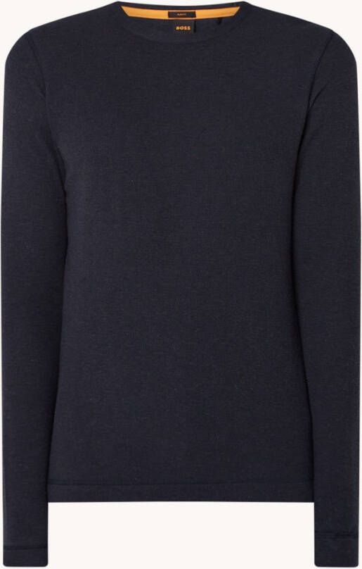 BOSS Casual slim fit basic longsleeve Tempest dark blue