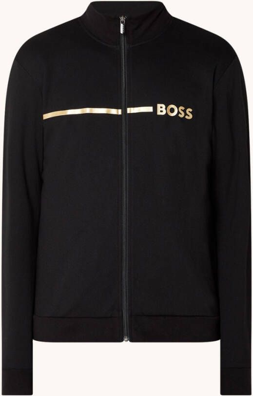 Hugo Boss Sweatvest met logoprint en opstaande kraag
