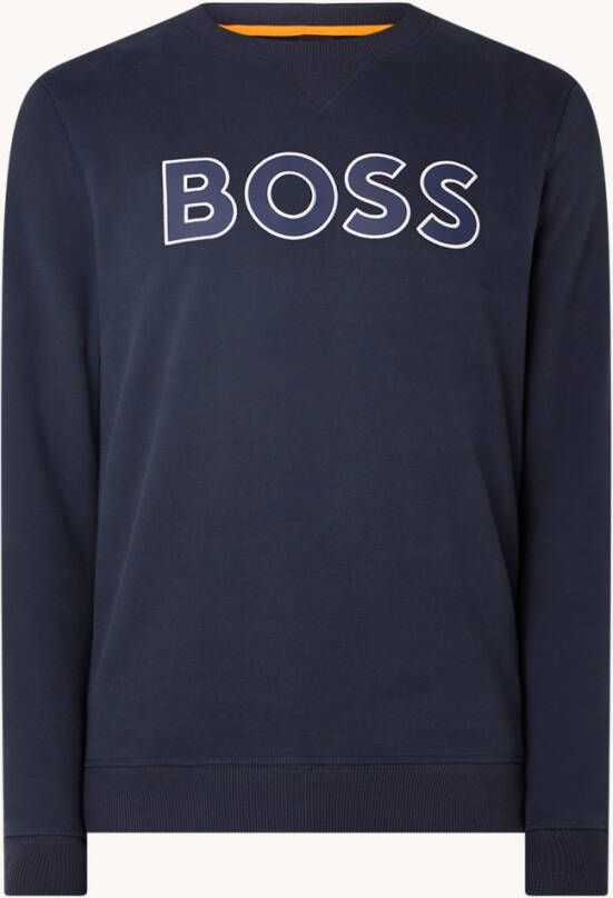 Hugo Boss sweater donkerblauw ronde hals met opdruk