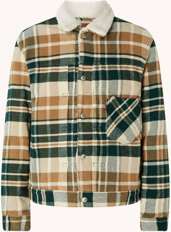 Levi's Sherpa Trucker oversized overshirt in wolblend met ruitdessin