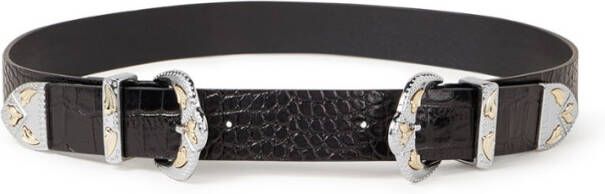Maje Ariona tailleriem van leer met crocostructuur