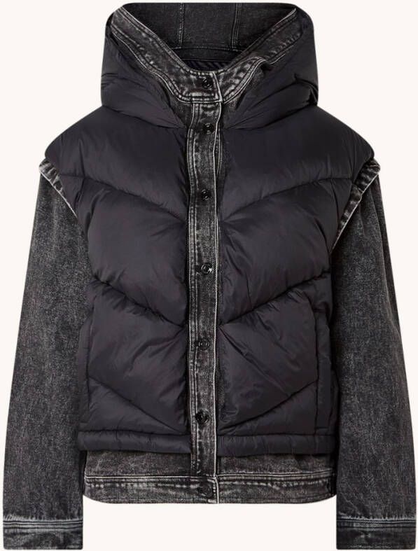 Maje Bacilly bomberjack van denim met steekzakken en capuchon