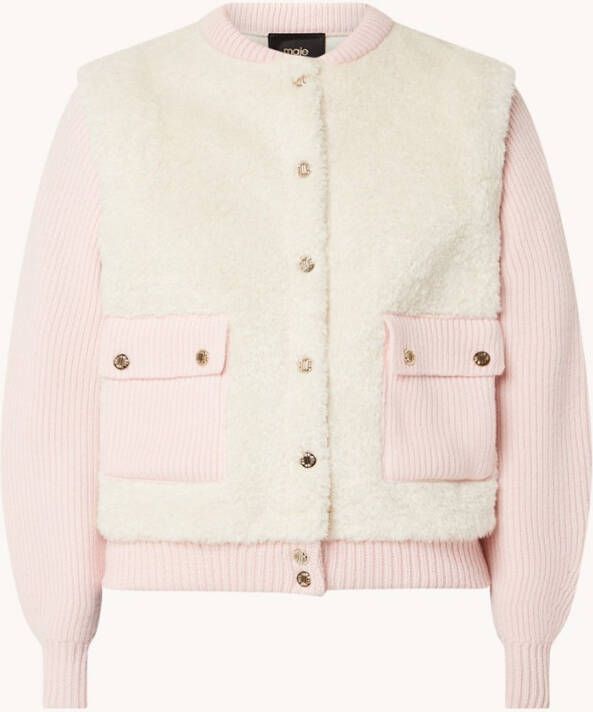 Maje Billy grofgebreid vest van teddy in wolblend